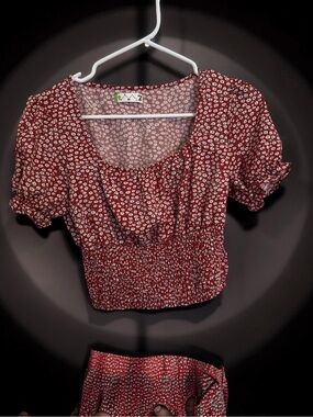 Red Floral Blouse | Romantic Cottagecore Top | Feminine Boho Summer Shirt